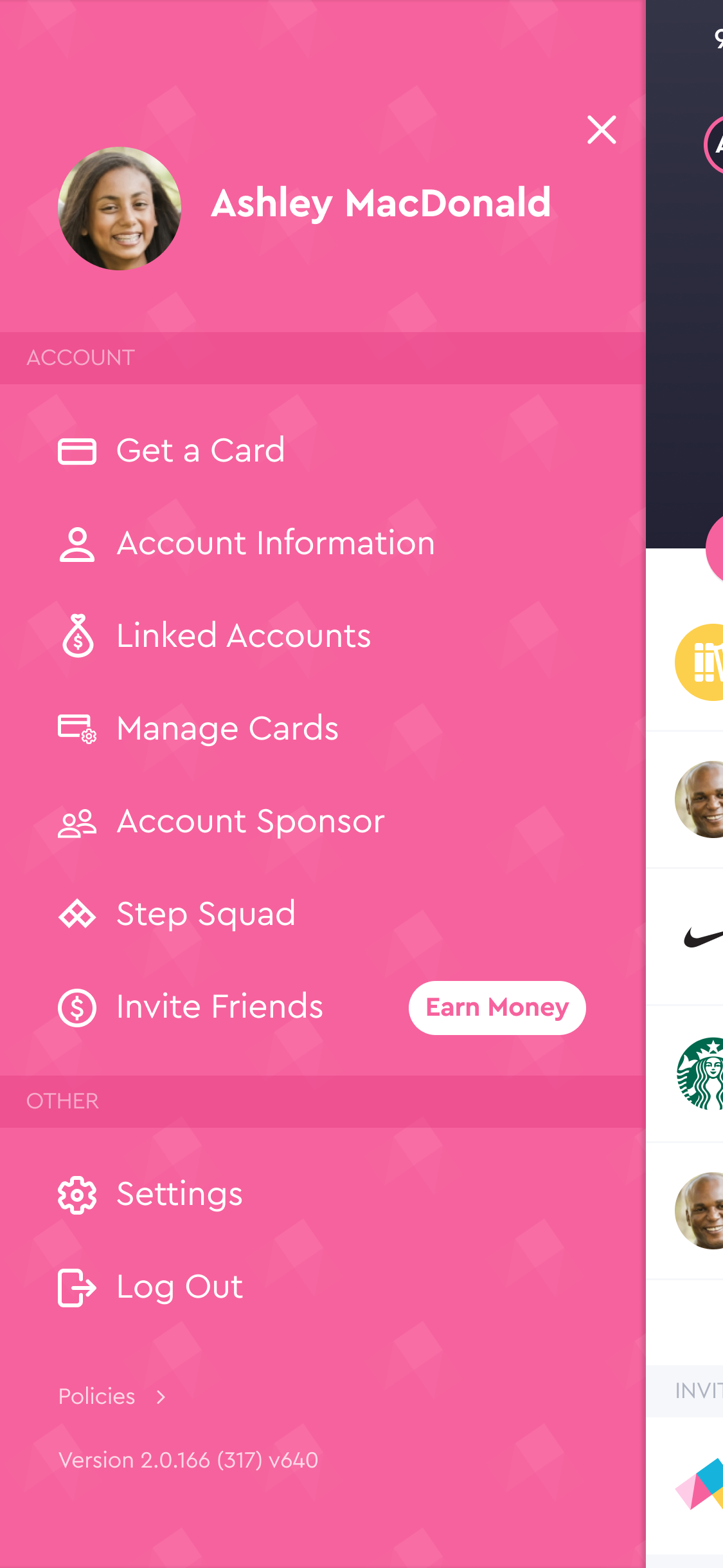 Step's original hamburger menu